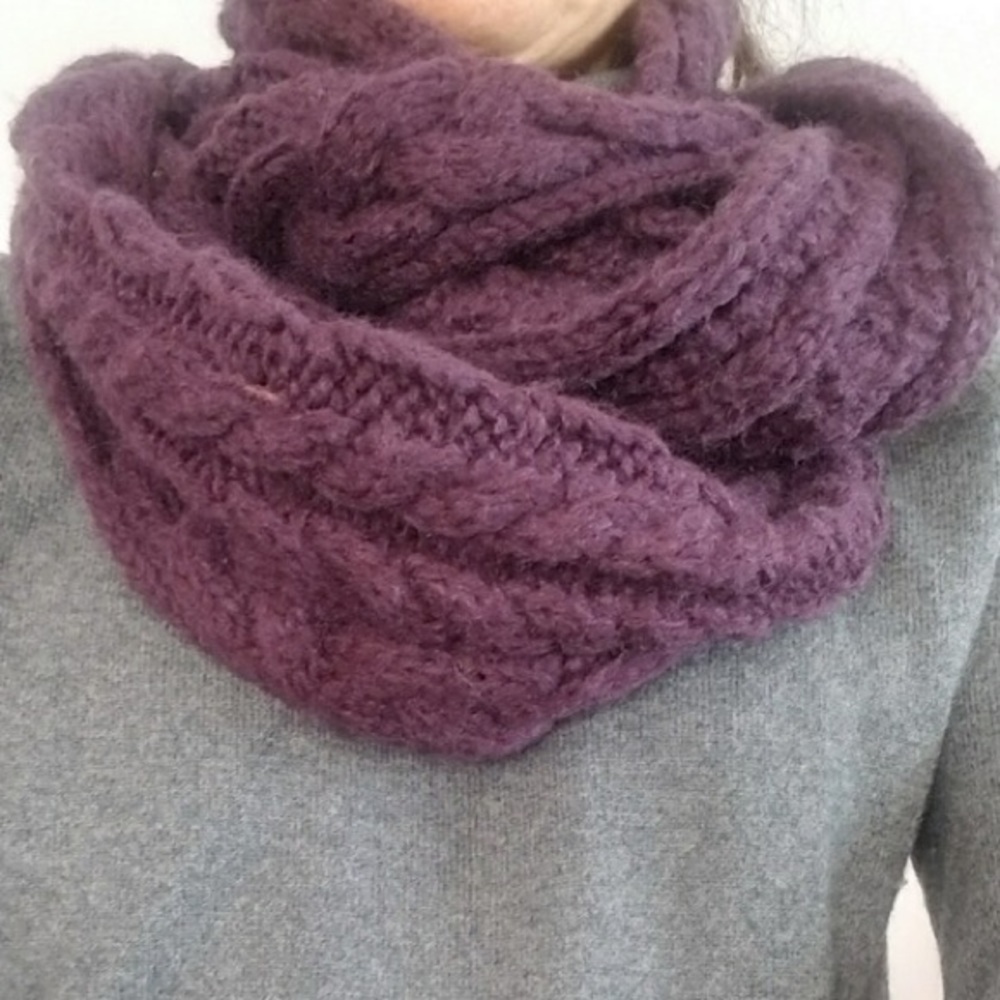 Purple Knit Infinity Scarf